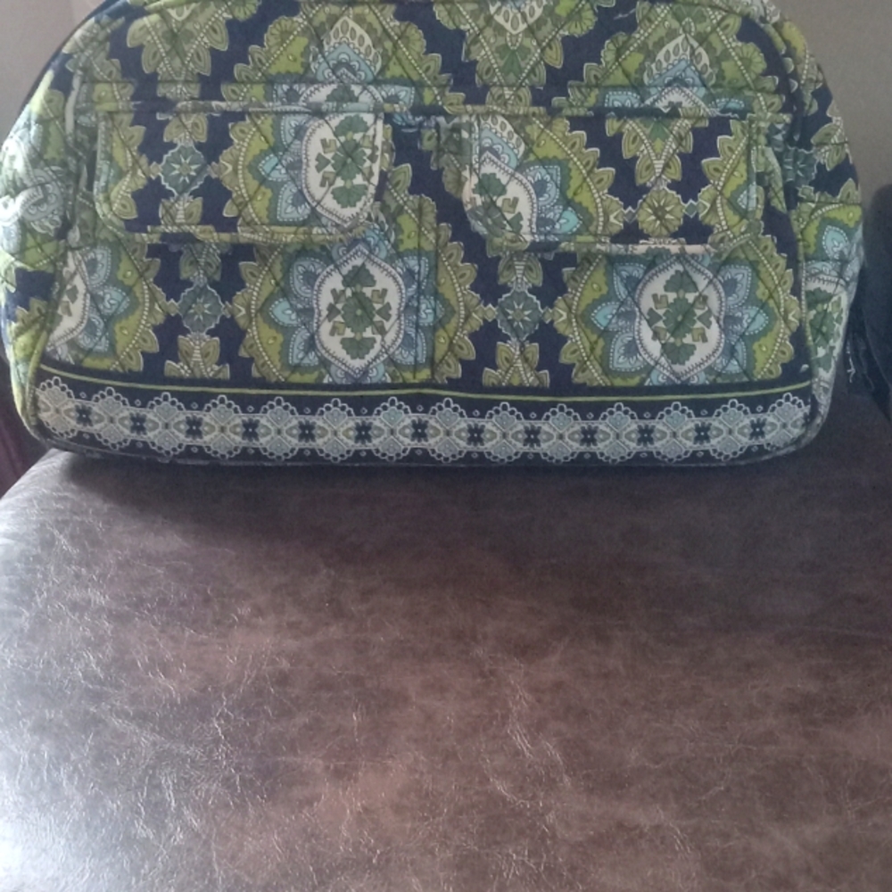 Stylish Green and Blue Patterned Bag and wallet